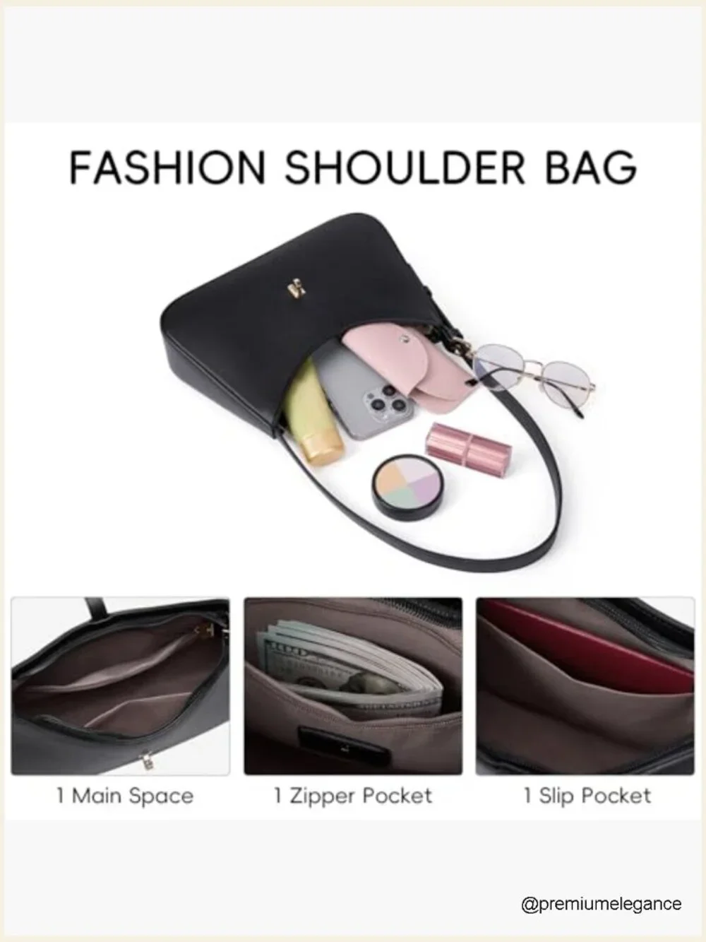 Vegan Leather Hobo Crossbody Bag with Adjustable Strap